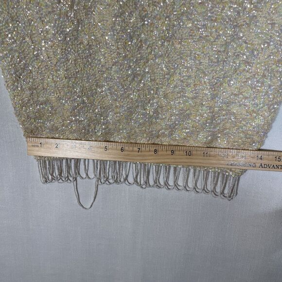Vintage Hand-beaded tank top Iridescent handmade embellished 1960 blouse sequins - Picture 12 of 12